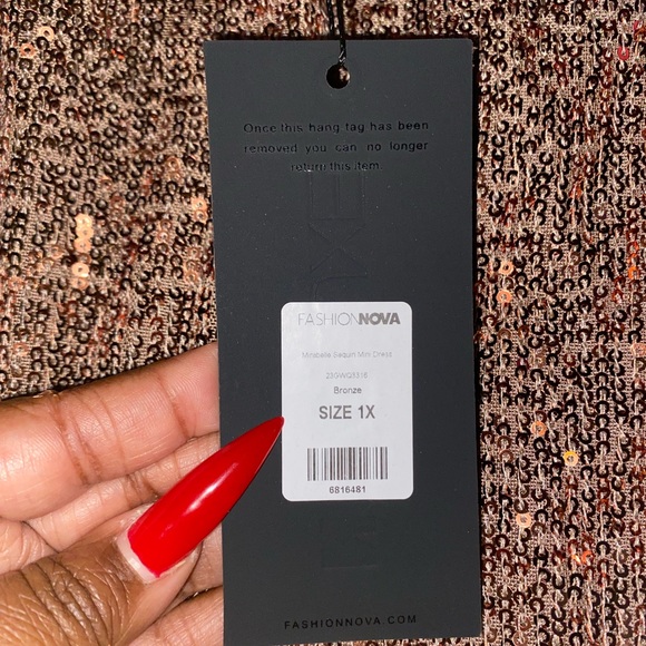 NovaLuxe Fashion Nova Mirabelle Sequin Mini Dress Bronze - Picture 6 of 7